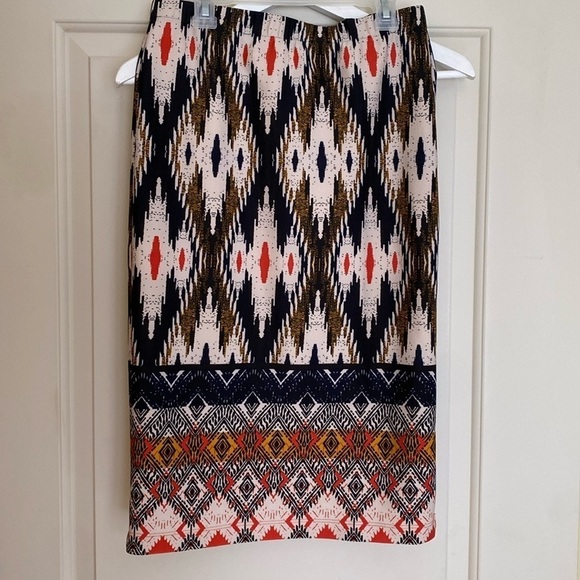 Anthropologie Maeve Igazu pencil skirt navy orange gold cream size small - Picture 3 of 9